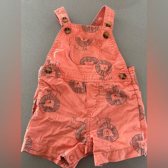 Carters Lion Print Orange Romper Overall size 6 months - Picture 1 of 3
